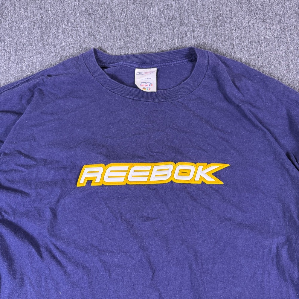 Reebok Mens Blue Puff Print 100% Cotton Crew Neck T-Shirt Plus Size 2XL
